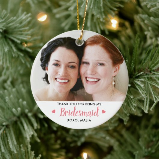 Modernes Bridesmaid-Foto Personalisiert Keramik Ornament (Baum)