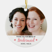 Modernes Bridesmaid-Foto Personalisiert Keramik Ornament (Vorne)