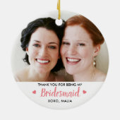 Modernes Bridesmaid-Foto Personalisiert Keramik Ornament (Hinten)