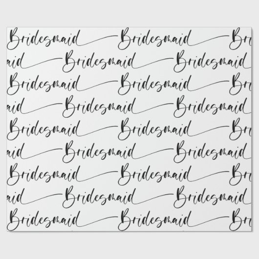 Modernes Bridesmaid-Wrapping Paper Schwarz-weiß Geschenkpapier (Flach)