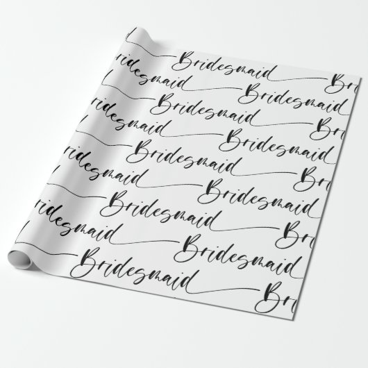Modernes Bridesmaid-Wrapping Paper Schwarz-weiß Geschenkpapier (Ungerollt)