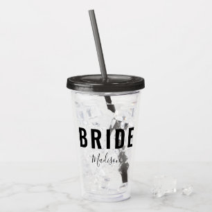 Modernes Bridge Black Script Handwriting Personali Acryltrinkbecher