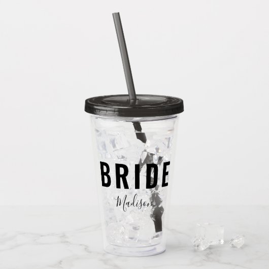 Modernes Bridge Black Script Handwriting Personali Acryltrinkbecher (Vorderseite Ice)