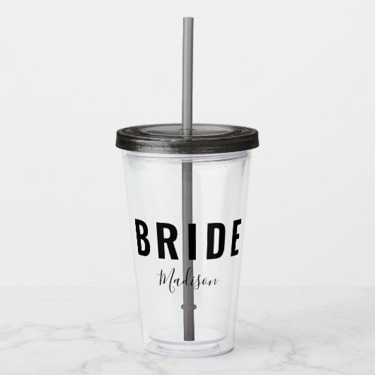 Modernes Bridge Black Script Handwriting Personali Acryltrinkbecher (Vorderseite)