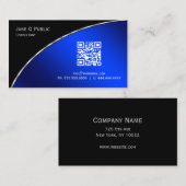 Modernes Bright Blue QR Elegant Beruflich Visitenkarte (Vorne/Hinten)