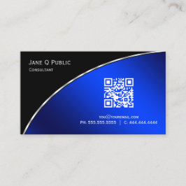 Modernes Bright Blue QR Elegant Beruflich Visitenkarte