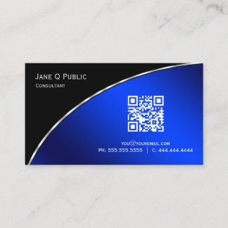 Modernes Bright Blue QR Elegant Beruflich Visitenkarte