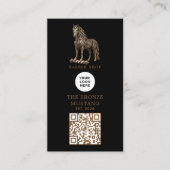 Modernes Bronze-Mustang-Friseurstudio-Logo-Qr-Code Visitenkarte (Vorderseite)
