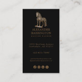 Modernes Bronze-Mustang-Friseurstudio-Logo Qr-Code Visitenkarte (Rückseite)