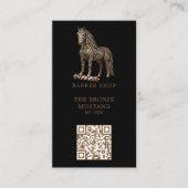 Modernes Bronze-Mustang-Friseurstudio-Logo Qr-Code Visitenkarte (Vorderseite)