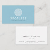 Modernes Broom Logo Blue Clearing Dienstmädchen Visitenkarte (Vorne/Hinten)