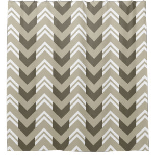 Modernes Brown, Beige, weißes Zickzack Muster Duschvorhang