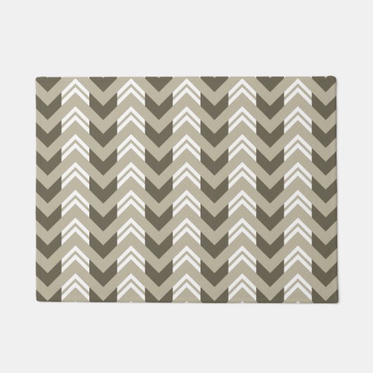 Modernes Brown, Beige, weißes Zickzack Muster Fußmatte (Vorderseite)