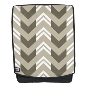 Modernes Brown, Beige, weißes Zickzack Muster Rucksack
