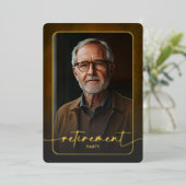 Modernes Brown Leather Foto Retirement Party Folieneinladung (Stehend vorne)