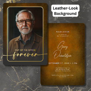 Modernes Brown Leather Foto Retirement Party Folieneinladung