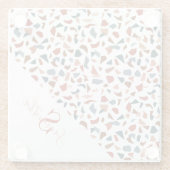 Modernes Brown Terrazzo Monogram Glasuntersetzer (Rückseite)
