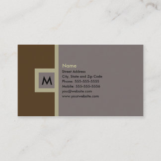 Modernes Brown u. graue Monogramm-Visitenkarte Visitenkarte