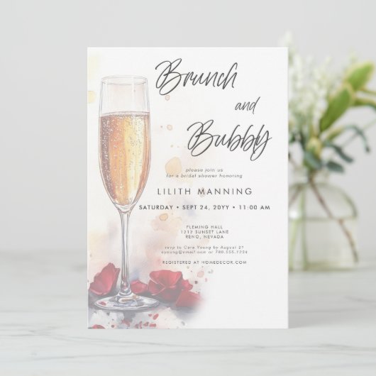 Modernes Brunch & Bubbly Brautparty Einladung (Stehend Vorderseite)