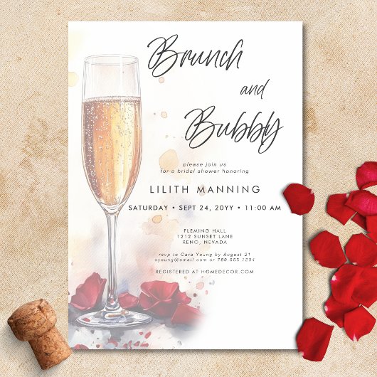 Modernes Brunch & Bubbly Brautparty Einladung