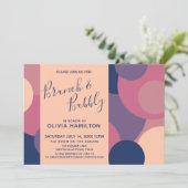 Modernes Brunch & Bubbly mit farbigen Kreisläufen Einladung (Stehend Vorderseite)