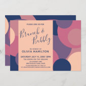 Modernes Brunch & Bubbly mit farbigen Kreisläufen Einladung (Vorne/Hinten)