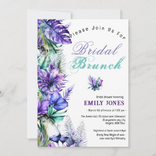 Modernes Brunch mit tropischer lila Blume Einladung