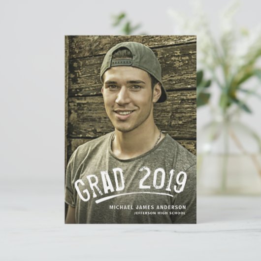 Modernes Brush Abschluss Grunge Foto Party Einladu Ankündigung (Stehend Vorderseite)