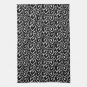 Modernes Brush Herz White Black Pattern Geschirrtuch (Vertikal)