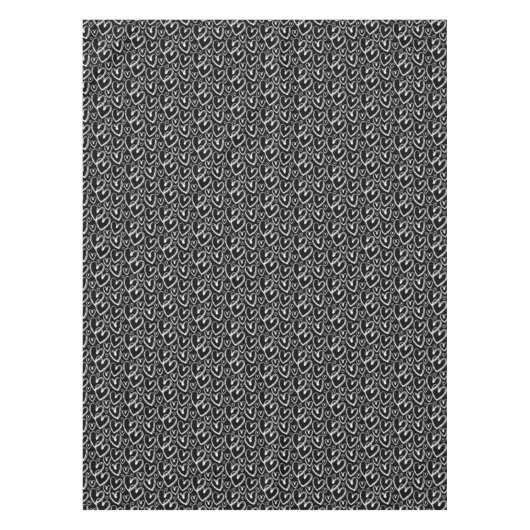 Modernes Brush Herz White Black Pattern Tischdecke (Vorderseite)