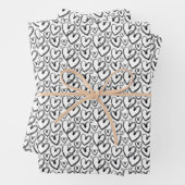 Modernes Brush Schwarz-weißes Herz Geschenkpapier Set (Beispiel)