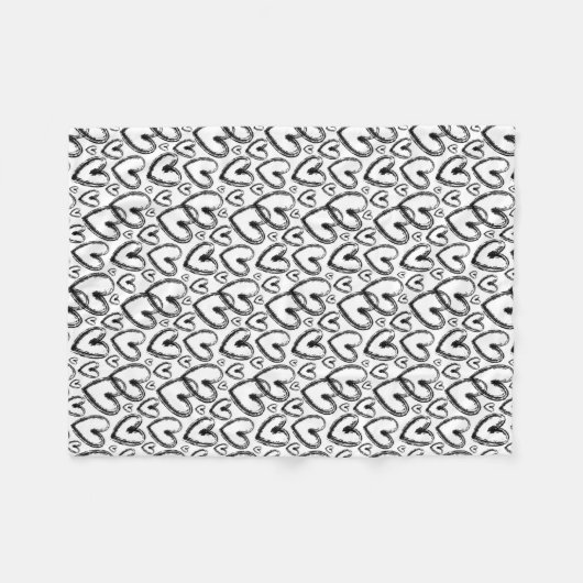 Modernes Brush Schwarz-weißes Muster Fleecedecke (Vorderseite (Horizontal))