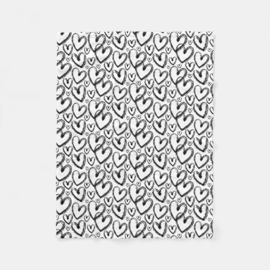 Modernes Brush Schwarz-weißes Muster Fleecedecke (Vorderseite)