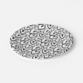 Modernes Brush Schwarz-weißes Muster Pappteller (Schrägansicht)