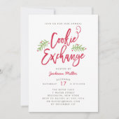 Modernes Brush Script Cookie Exchange Party Einladung (Vorderseite)