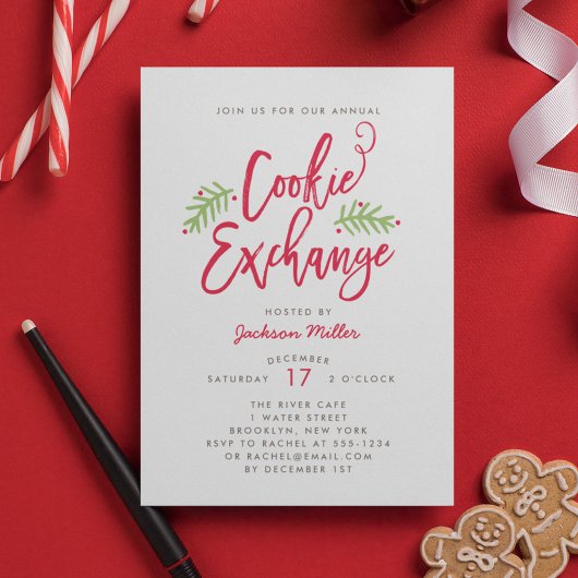 Modernes Brush Script Cookie Exchange Party Einladung