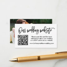 Modernes Brush Script Wedding Website QR Foto