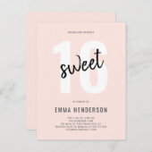 Modernes Brush Sweet 16 Einladungspostkarte (Vorne/Hinten)