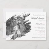 Modernes Brushstroke-Foto-Brautparty | Weiß Einladung (Vorderseite)