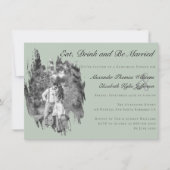 Modernes Brushstroke Foto Wedding Probe Dinner Einladung (Vorderseite)