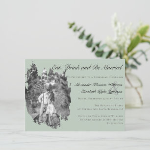Modernes Brushstroke Foto Wedding Probe Dinner Einladung