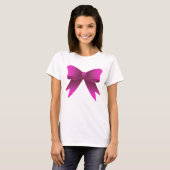 Modernes Brustkrebs-Bewusstsein Hübsch Pink Bow T-Shirt (Vorne ganz)