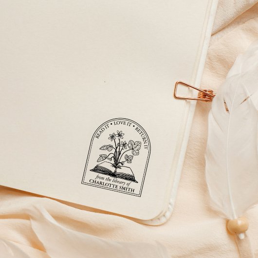 Modernes Buch der wilden Blume aus der Bibliothek Gummistempel