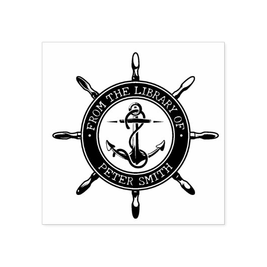 Modernes Buch über die Bibliothek der Nautischen A Gummistempel (Prägung)