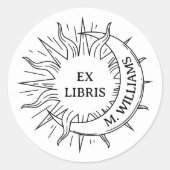 Modernes Buchpapier für Sun & Moon Personal Librar Runder Aufkleber (Vorderseite)