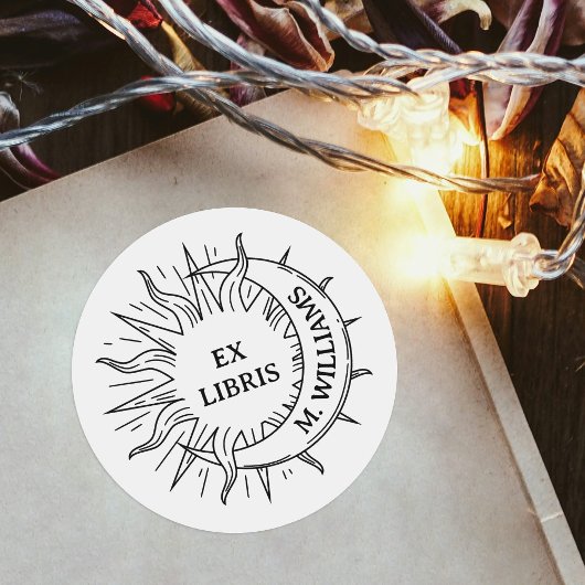 Modernes Buchpapier für Sun & Moon Personal Librar Runder Aufkleber