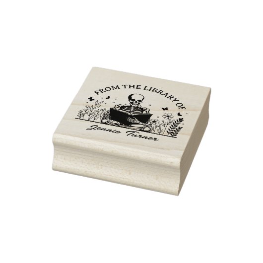 Modernes Buchzeichen mit Blumenschädel aus der Bib Gummistempel (Stempel)