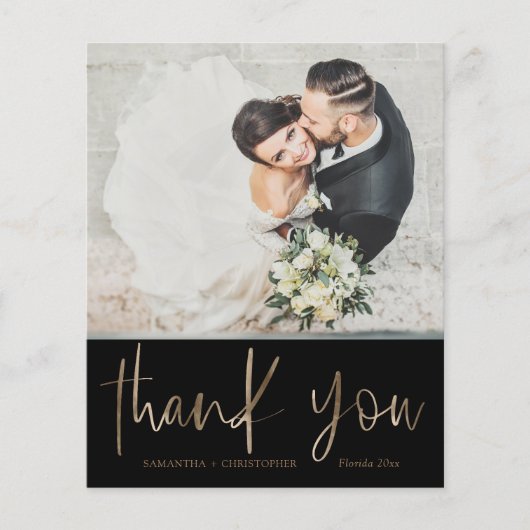 Modernes Budget Black & Gold Hochzeit Vielen Dank (Vorderseite)