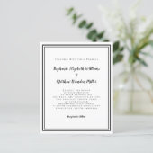 Modernes Budget Black & White Wedding Einladung (Stehend Vorderseite)