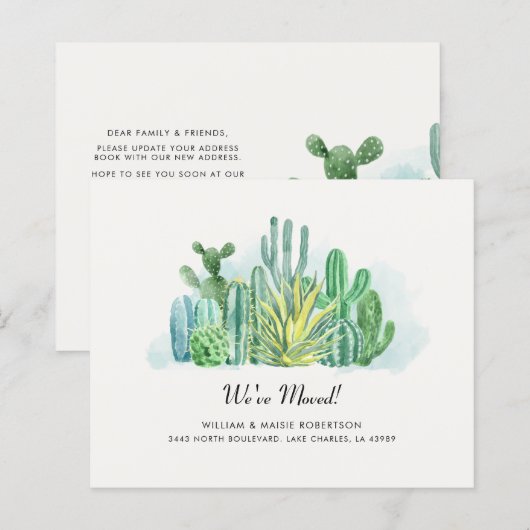 Modernes Budget Cacti Weve Moved Moving Ankündigun (Vorne/Hinten)